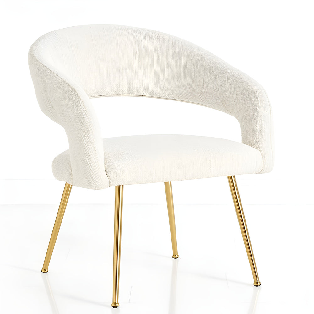 DecorMama Embrace Gold-Leg Accent Dining Chair – main front view on white