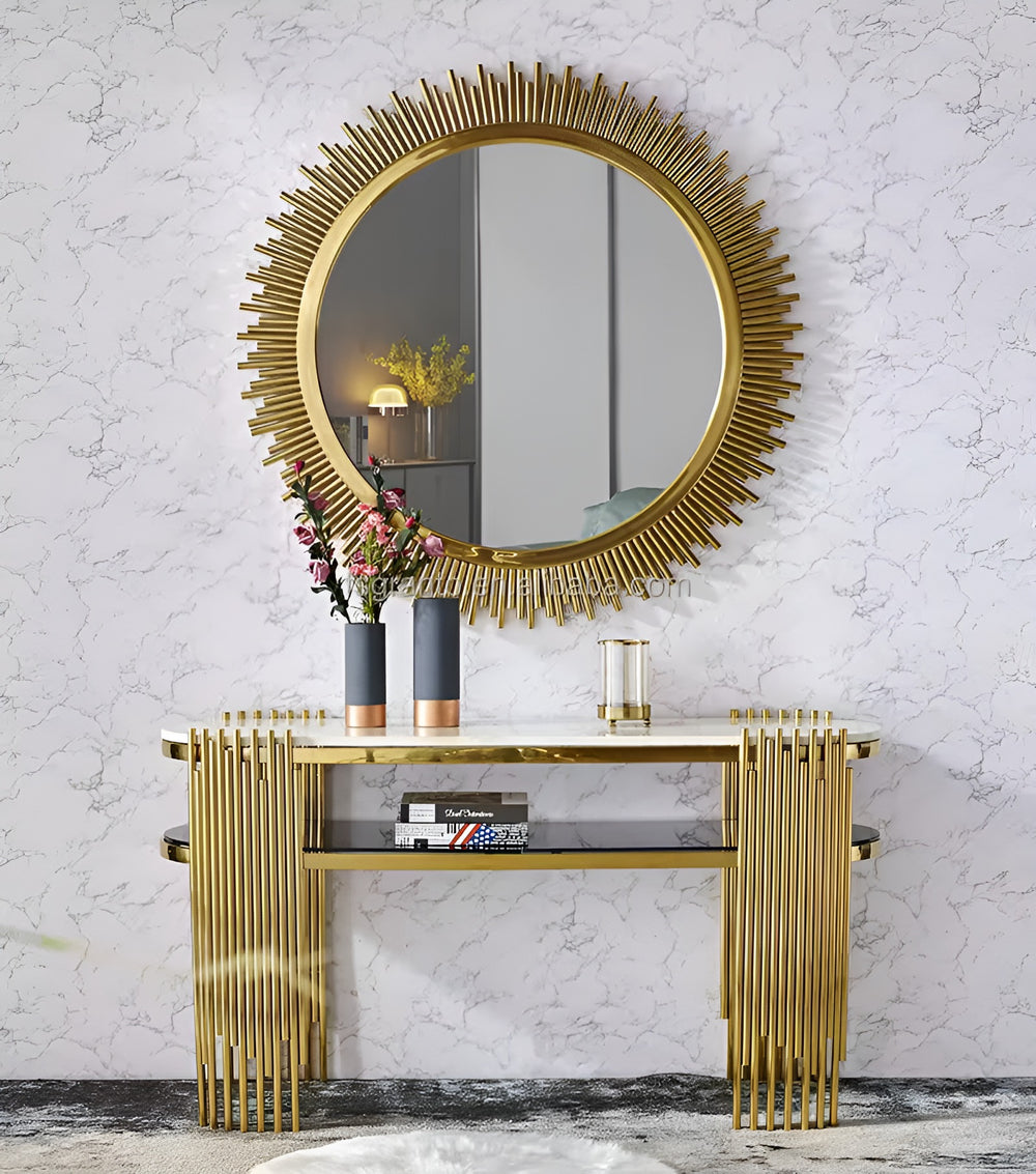 DecorMama Ellipse Console Table and Mirror Set – room setting