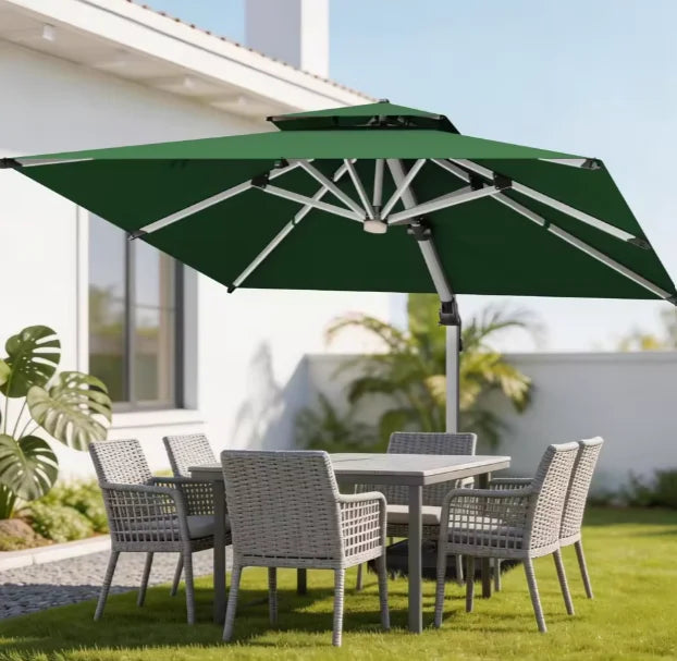 DecorMama Cantilever Patio Umbrella Forest Green