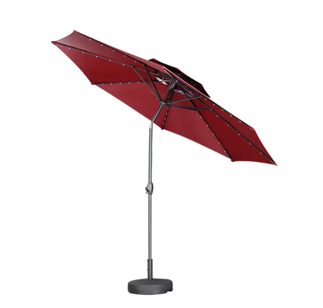DecorMama Centre Pole Patio Umbrella Burgundy Red LED