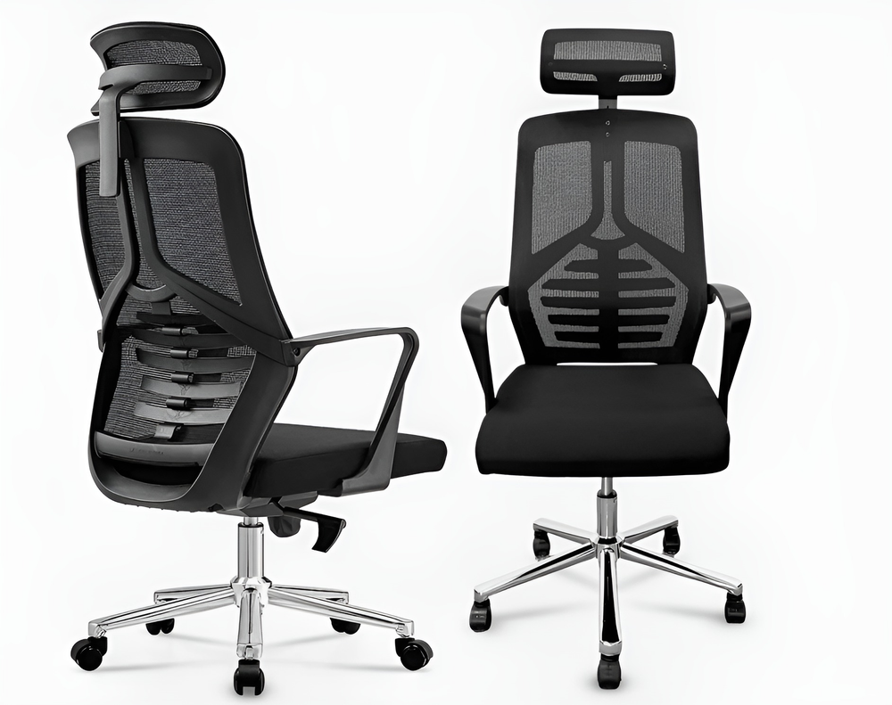 DecorMama Briana Swivel Office Chair – angle 3 on white