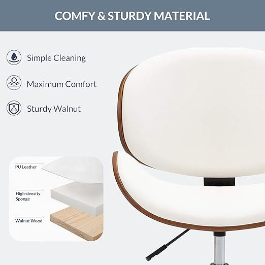 DecorMama Petronilla Wooden Curved Office Chair