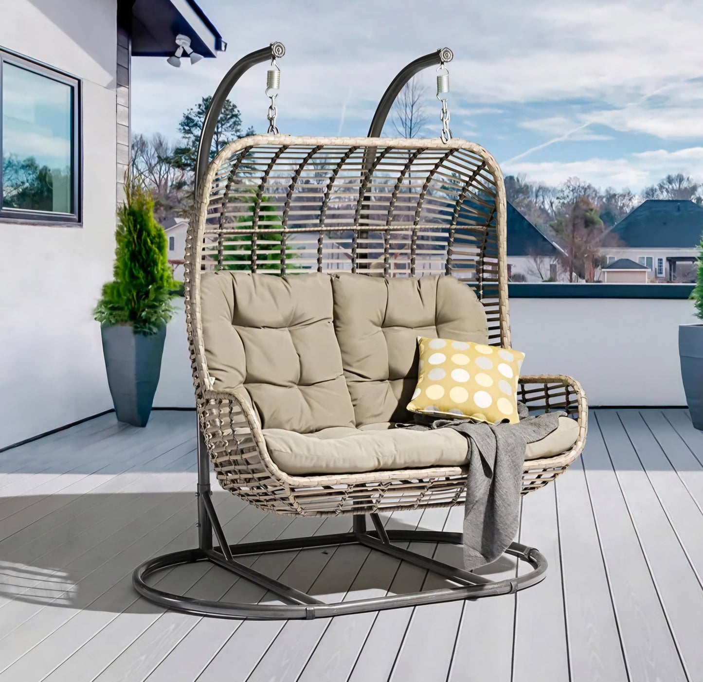 Patio rattan swing 2 seater