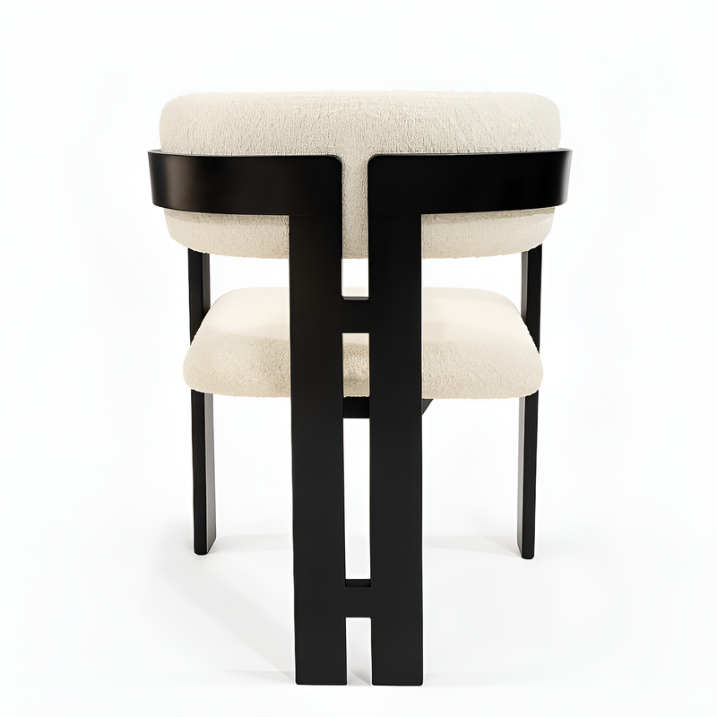 DecorMama Zen Boucle Dining Chair – angle 3 on white