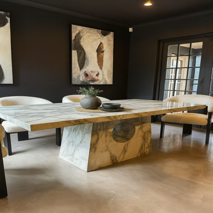 DecorMama Terrace Sintered Stone Dining Table with 6 Chairs