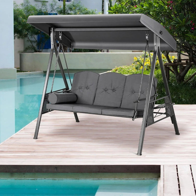 3 Seater Grey Outdoor Swing