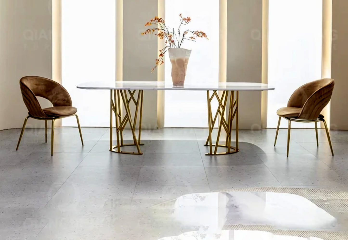 DecorMama Oslo Marble Top Dining Table