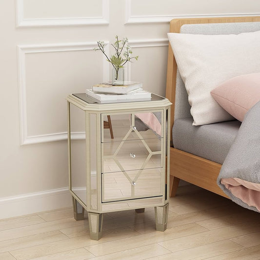 Diam Mirrored Bedside Pedestal | Drawers For Sale | Decormama