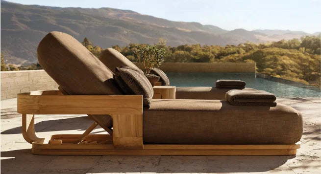 DecorMama Catania Teak Adjustable Chaise