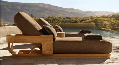 DecorMama Catania Teak Adjustable Chaise