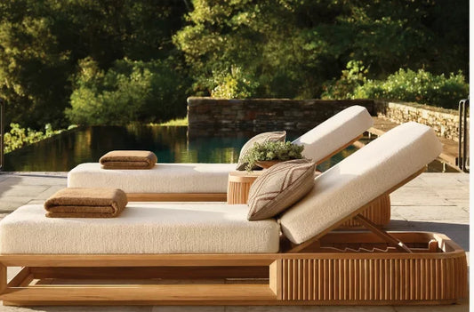 DecorMama Soria Reeded Teak Chaise