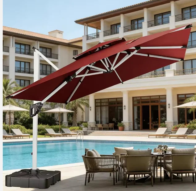 DecorMama Cantilever Patio Umbrella Burgundy Red