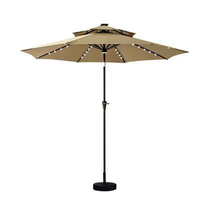 DecorMama Centre Pole Patio Umbrella Beige LED