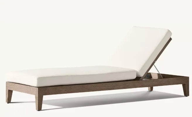 DecorMama Balmain Teak Adjustable Chaise Front Angled View
