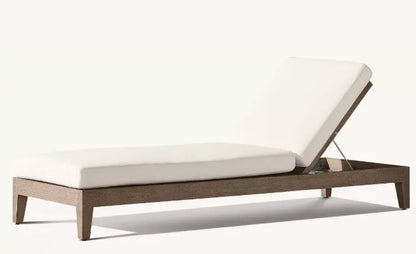 DecorMama Balmain Teak Adjustable Chaise Front Angled View
