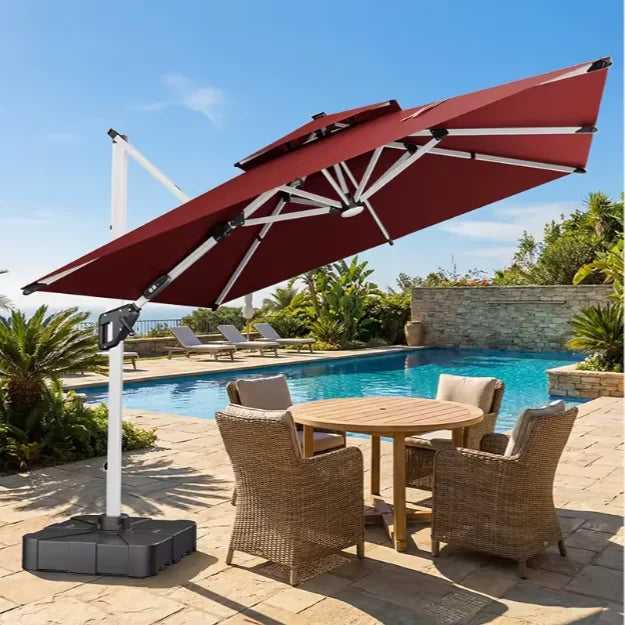 DecorMama Cantilever Patio Umbrella Burgundy Red