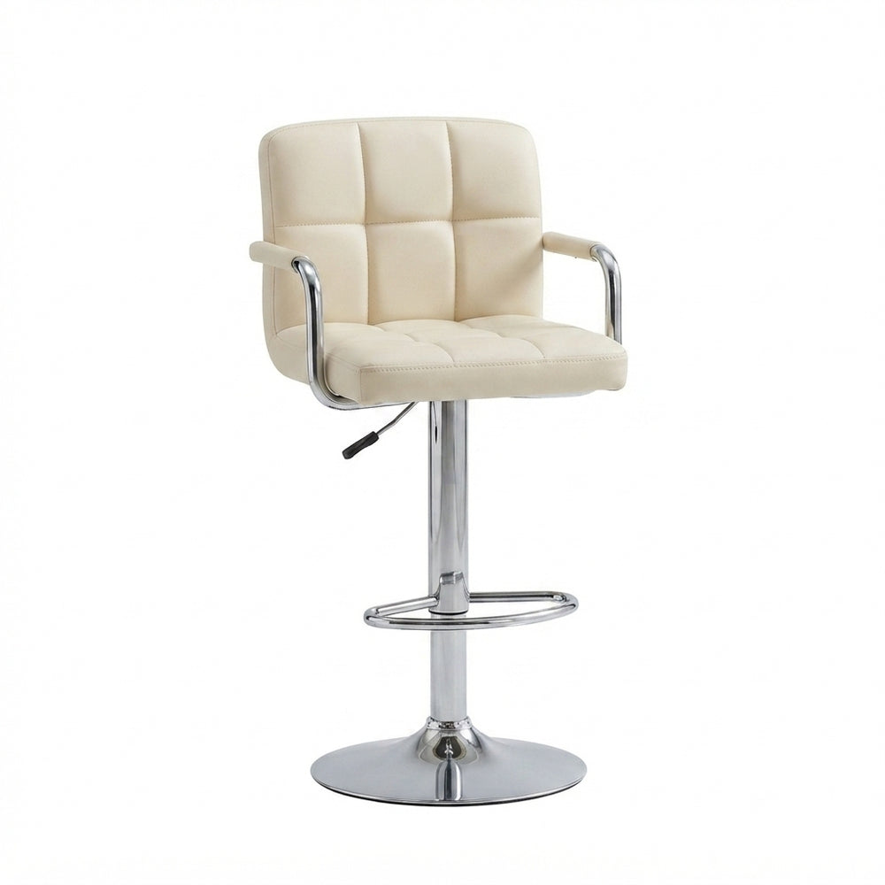 DecorMama® Modern Adjustable Hydraulic Bar Stool with Tufted Cushion &amp; Chrome Base