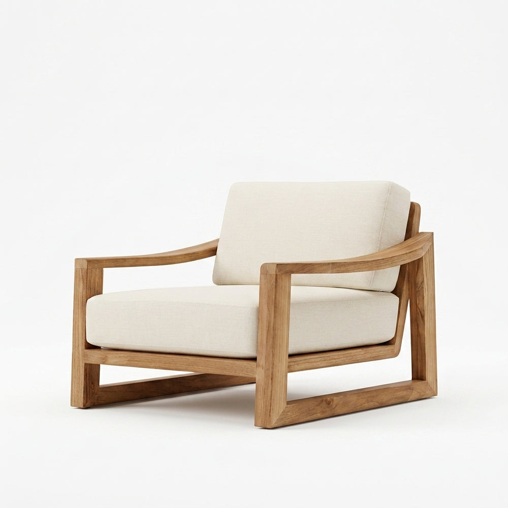 DecorMama® Solid Wood Contemporary Armchair – Indoor &amp; Outdoor Garden Lounge Chair