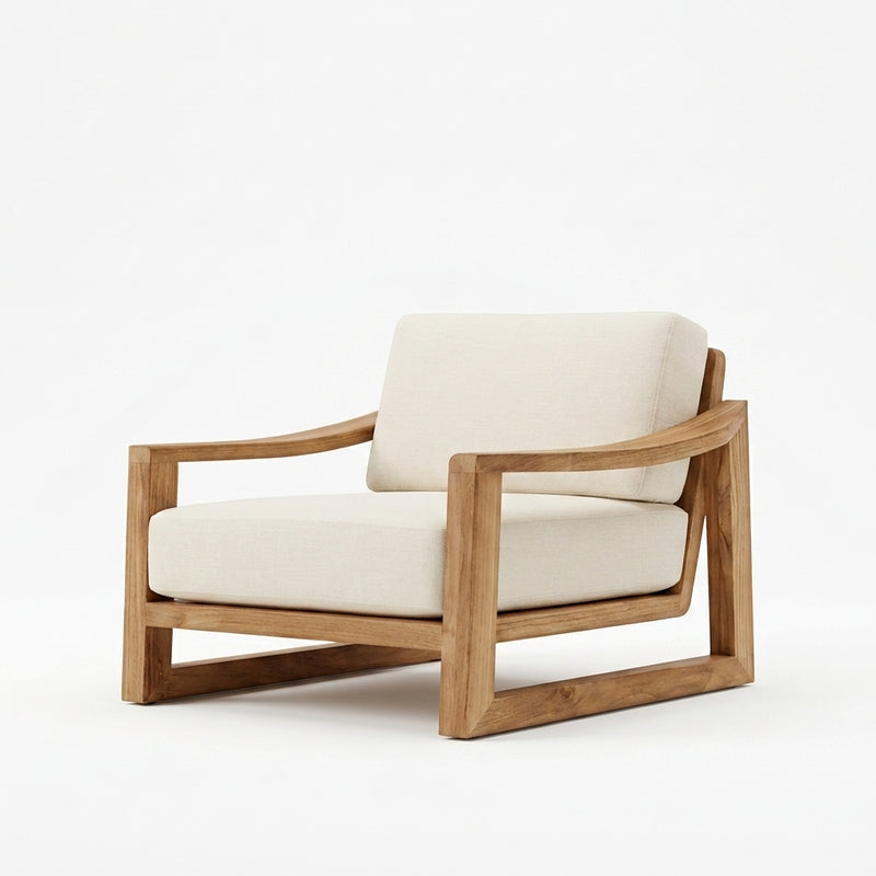 DecorMama Solid Wood Armchair – Indoor & Outdoor – main front view on white