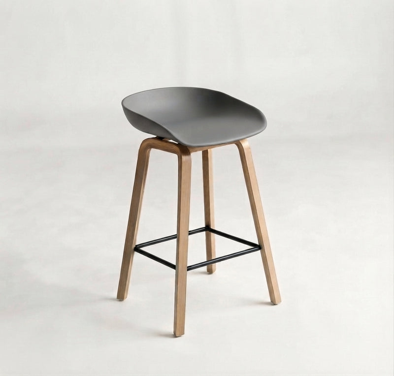 DecorMama Counter Stool with Molded Seat and Wood-Finished Legs – main studio view