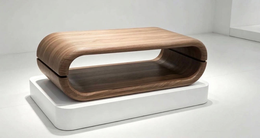 Modern Minimalist Curved Loop Wooden Coffee Table