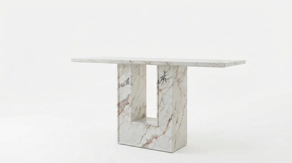 DecorMama® Luxury Marble Console Table with Architectural Pedestal Base