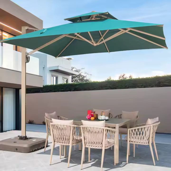 DecorMama Patio Cantilever Umbrella with LED Lights