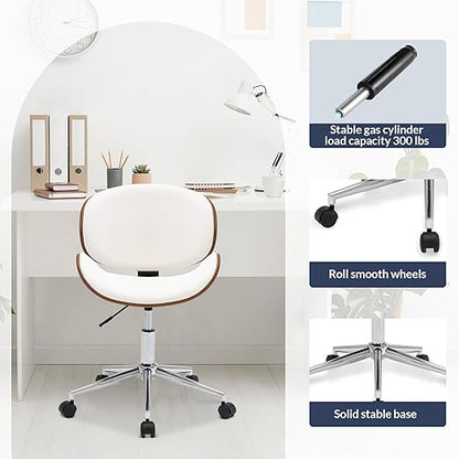 DecorMama Petronilla Wooden Curved Office Chair