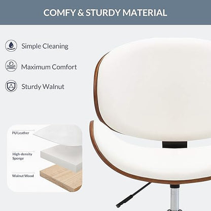 DecorMama Petronilla Wooden Curved Office Chair