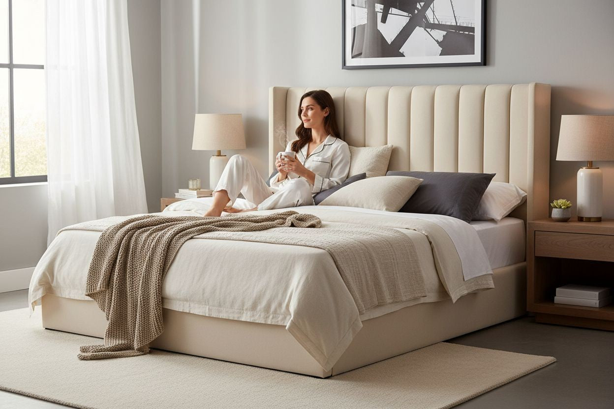 DecorMama Nu Dekor - Camilla Velvet Paneled Tufted Headboard
