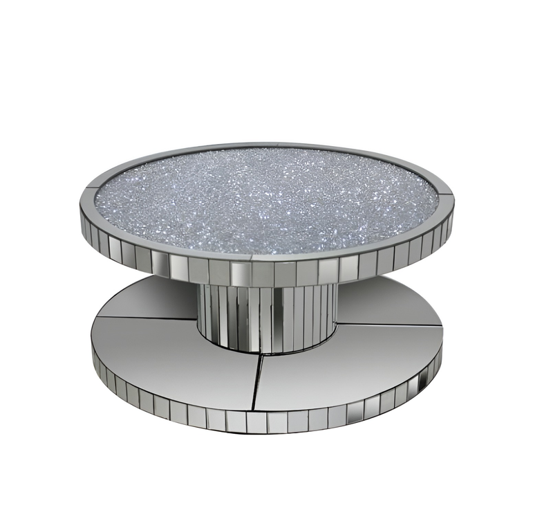 DecorMama Glass Top Coffee Table – angle 2 on white