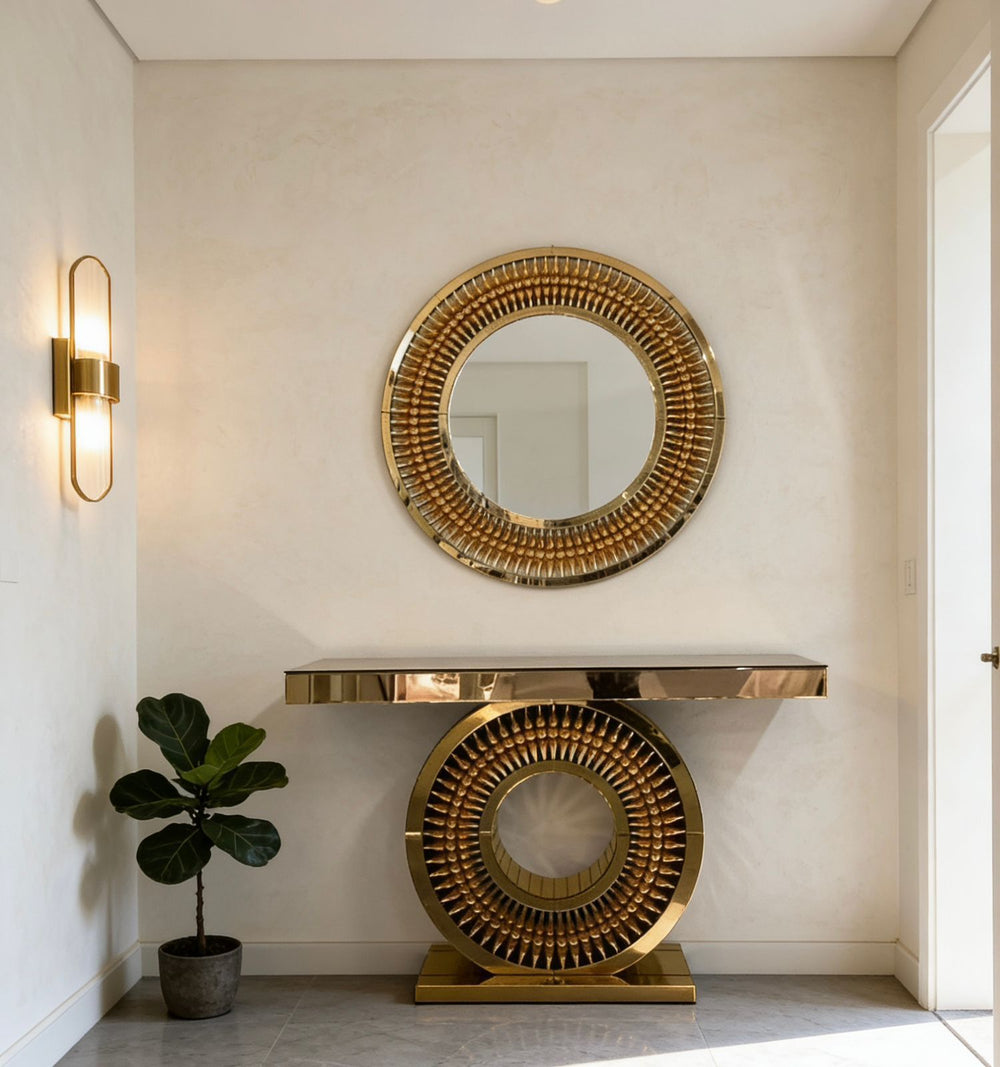 Cosmos Mirrored Console - Gold