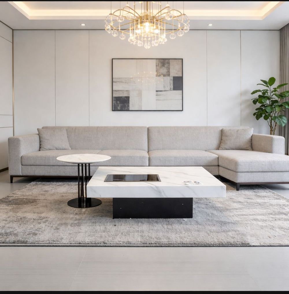 Signature White Marble Coffee Table Set