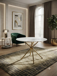 DecorMama Gold Cross-Leg Round Marble-Top Side Table – room setting