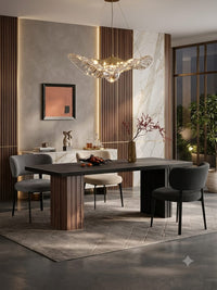 DecorMama Rectangular Dining Table with Wood-Panel Pedestal Base – room setting