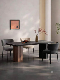 DecorMama Rectangular Dining Table with Wood-Panel Pedestal Base – room setting