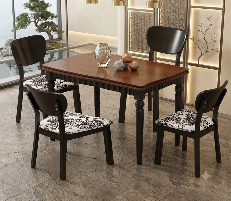 DecorMama Vintage-Style Rectangular Dining Table with Chairs – room setting