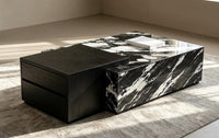 DecorMama Modern Two-Tone Coffee Table with Drawer Storage – room setting