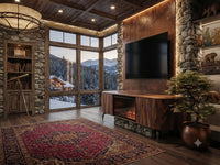 DecorMama Modern TV Stand with Built-In Electric Fireplace – room setting