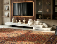 DecorMama Modern White Marble Floating-Style TV Console – room setting