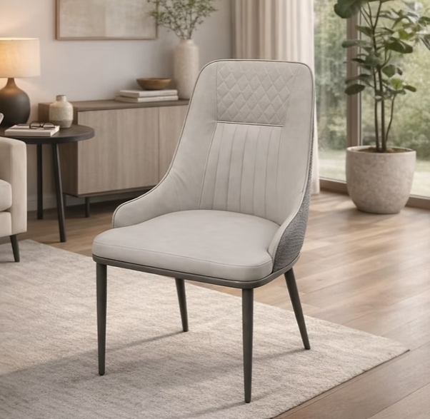 DecorMama Nero Leather Dining Chair