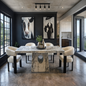 DecorMama Terrace Sintered Stone Dining Table with 6 Chairs