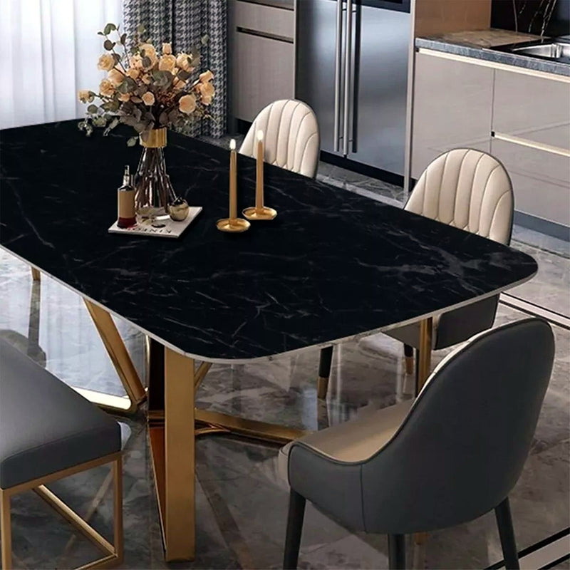 DecorMama Marble PVC Wall Sheet, black marble PVC sheet on a dining table