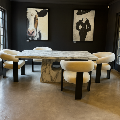 DecorMama Terrace Sintered Stone Dining Table with 6 Chairs