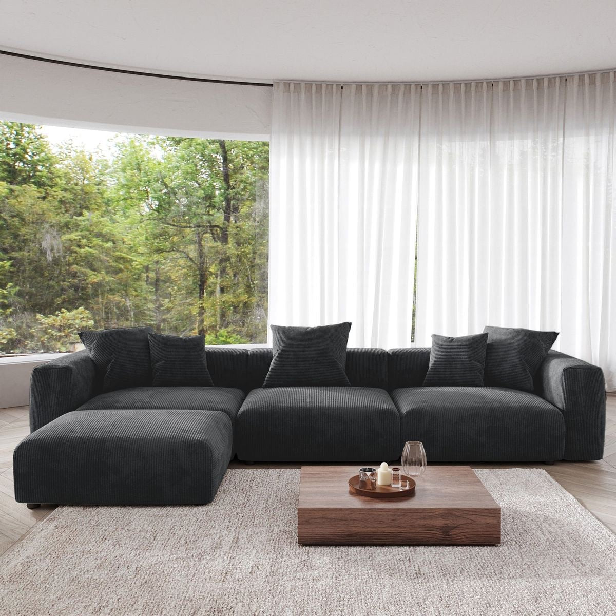 DecorMama Vonia L-Shape Modular Couch – Plush Comfort Sectional