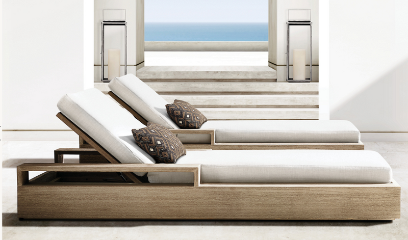 DecorMama Teak Double Sun Lounger Set – room setting