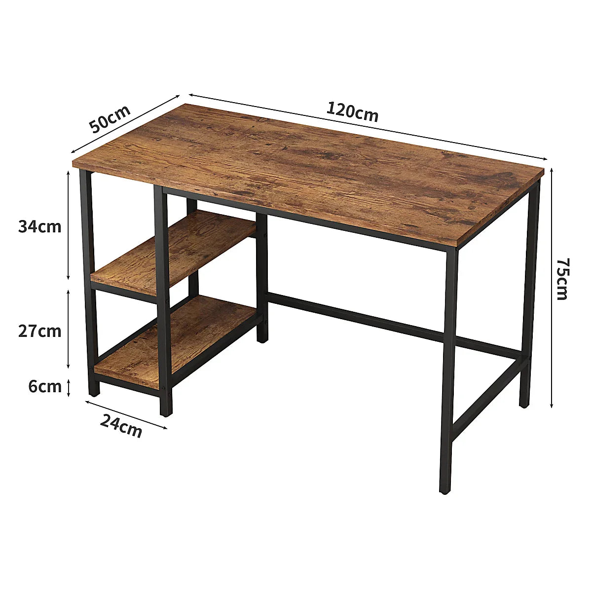 DecorMama Orena Computer Desk with 2 Adjustable Shelves