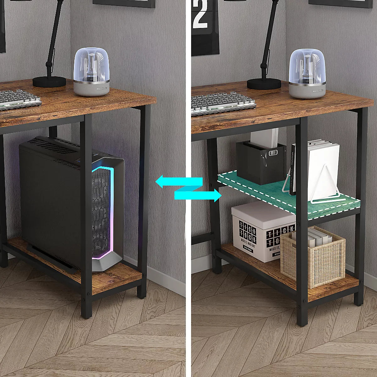 DecorMama Orena Computer Desk with 2 Adjustable Shelves