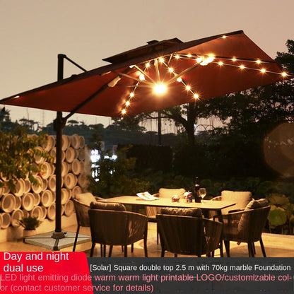 Roman outdoor solar LED cantilever umbrella