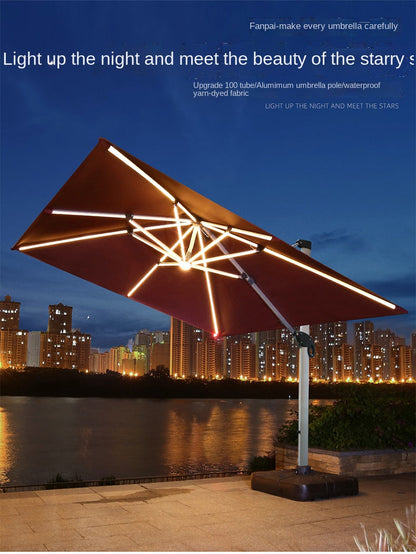 Roman outdoor solar LED cantilever umbrella